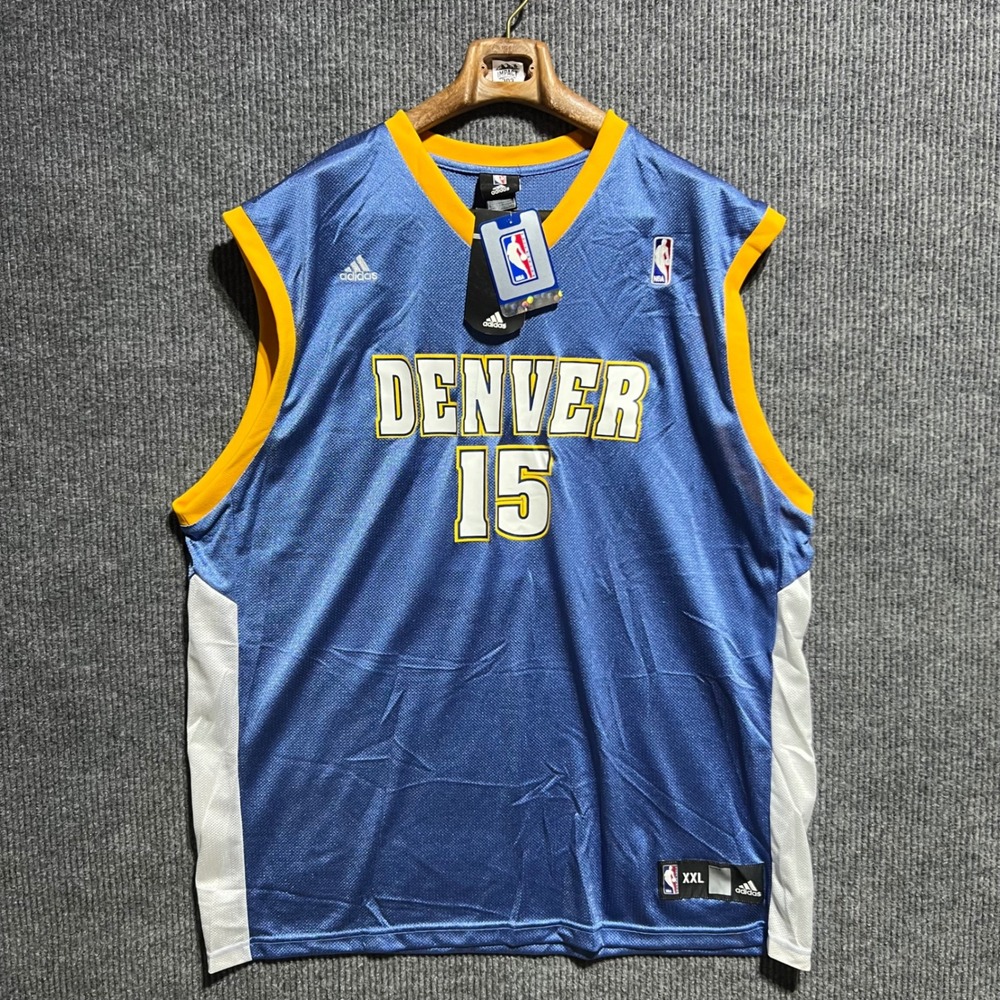 Vintage Adidas Denver Nuggets Jersey Mens XXL Blue Carmelo Anthony 15 NBA NWT